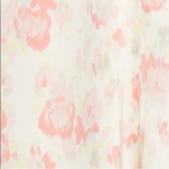 WAYF Verona Etched Floral Gown White Pink Watercolor Maxi Aline Split Slit Dress - Picture 3 of 10